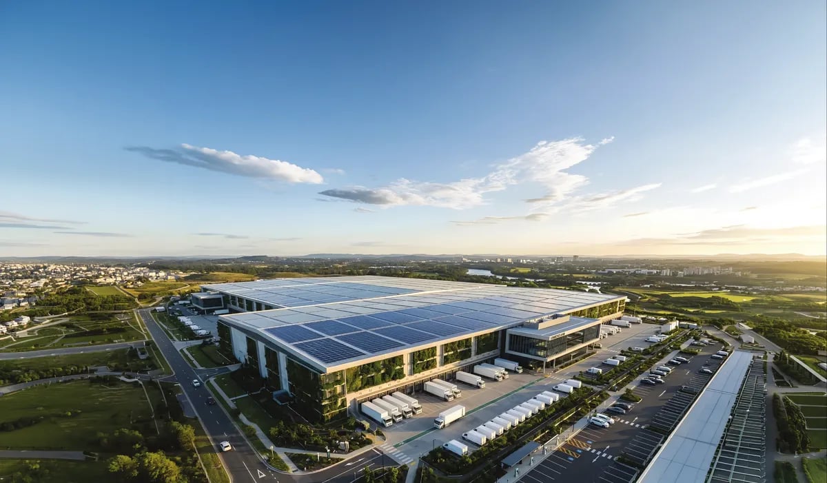 Aerial view of a NAVIX warehouse park
