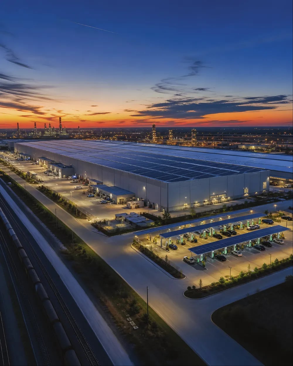 NAVIX logistics park at sunset
