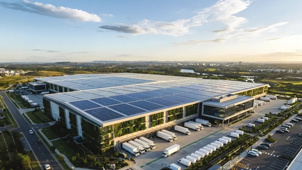 Logistics center with rooftop solar
